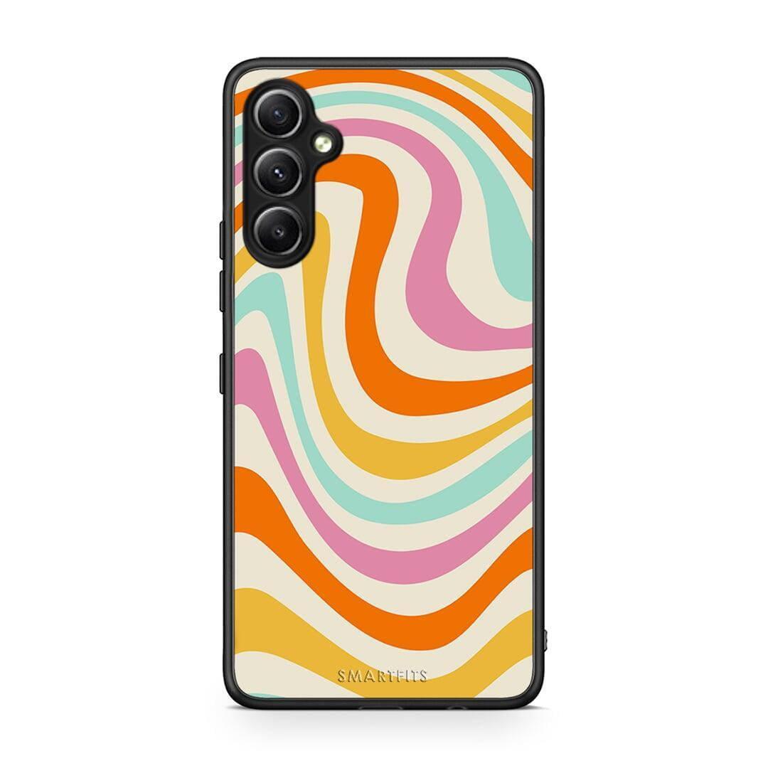 Θήκη Samsung Galaxy A34 Colourful Waves από τη Smartfits με σχέδιο στο πίσω μέρος και μαύρο περίβλημα | Samsung Galaxy A34 Colourful Waves Case with Colorful Back and Black Bezels