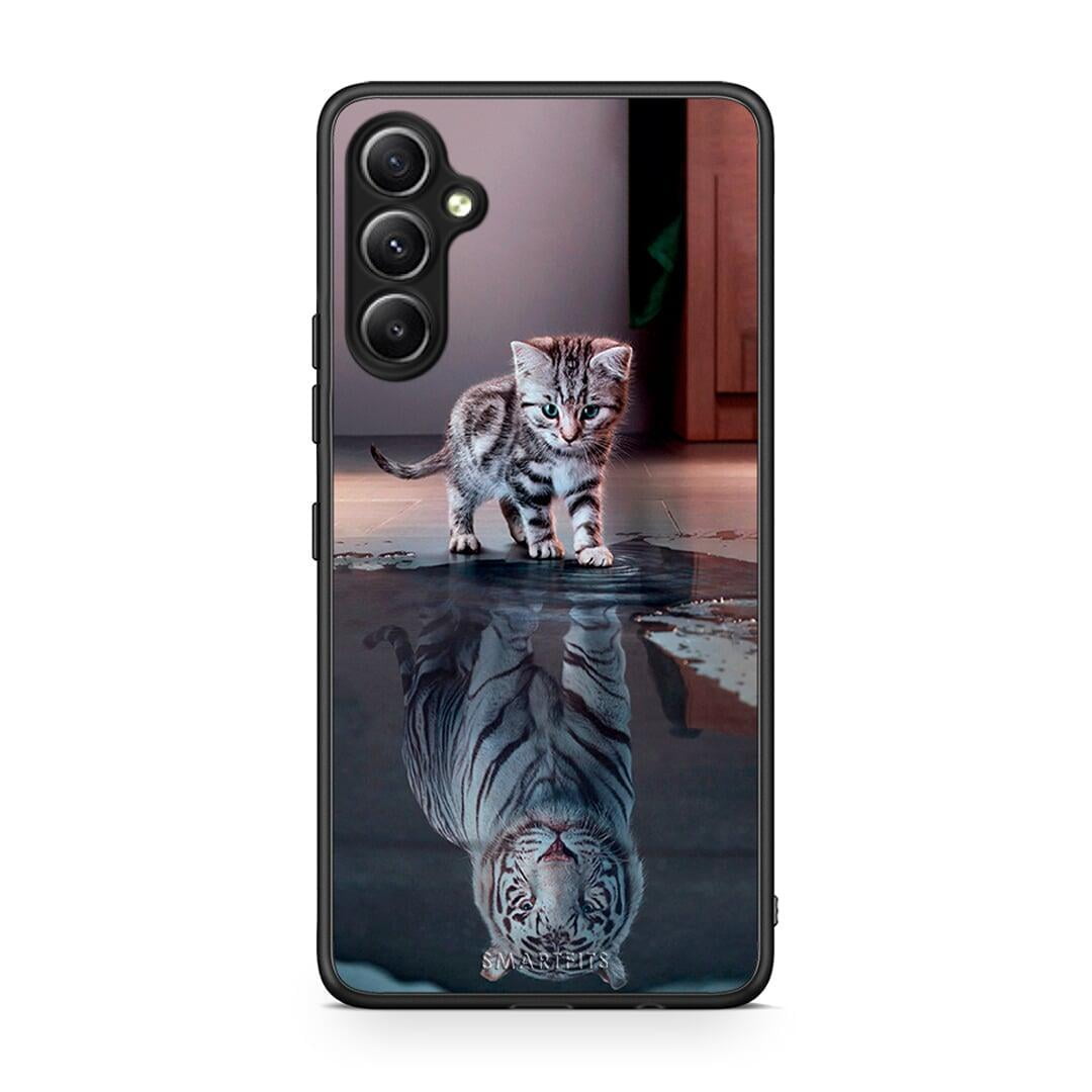 Θήκη Samsung Galaxy A34 Cute Tiger από τη Smartfits με σχέδιο στο πίσω μέρος και μαύρο περίβλημα | Samsung Galaxy A34 Cute Tiger Case with Colorful Back and Black Bezels