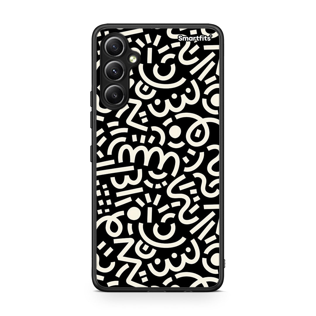 Θήκη Samsung Galaxy A34 Doodle Art από τη Smartfits με σχέδιο στο πίσω μέρος και μαύρο περίβλημα | Samsung Galaxy A34 Doodle Art Case with Colorful Back and Black Bezels