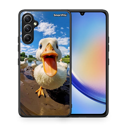 Θήκη Samsung Galaxy A34 Duck Face από τη Smartfits με σχέδιο στο πίσω μέρος και μαύρο περίβλημα | Samsung Galaxy A34 Duck Face Case with Colorful Back and Black Bezels