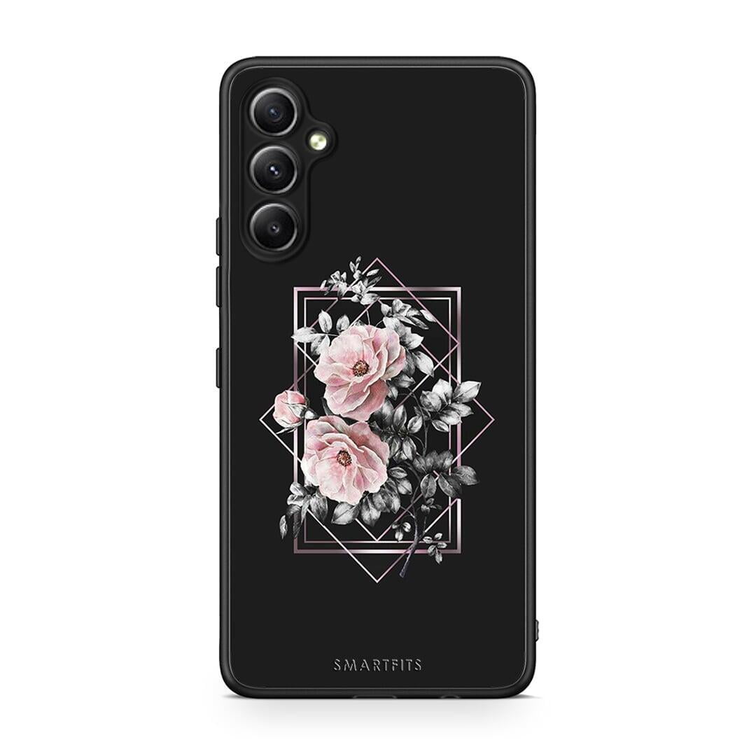 Θήκη Samsung Galaxy A34 Flower Frame από τη Smartfits με σχέδιο στο πίσω μέρος και μαύρο περίβλημα | Samsung Galaxy A34 Flower Frame Case with Colorful Back and Black Bezels