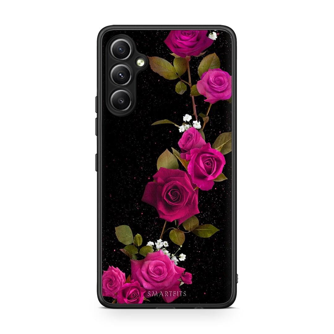 Θήκη Samsung Galaxy A34 Flower Red Roses από τη Smartfits με σχέδιο στο πίσω μέρος και μαύρο περίβλημα | Samsung Galaxy A34 Flower Red Roses Case with Colorful Back and Black Bezels