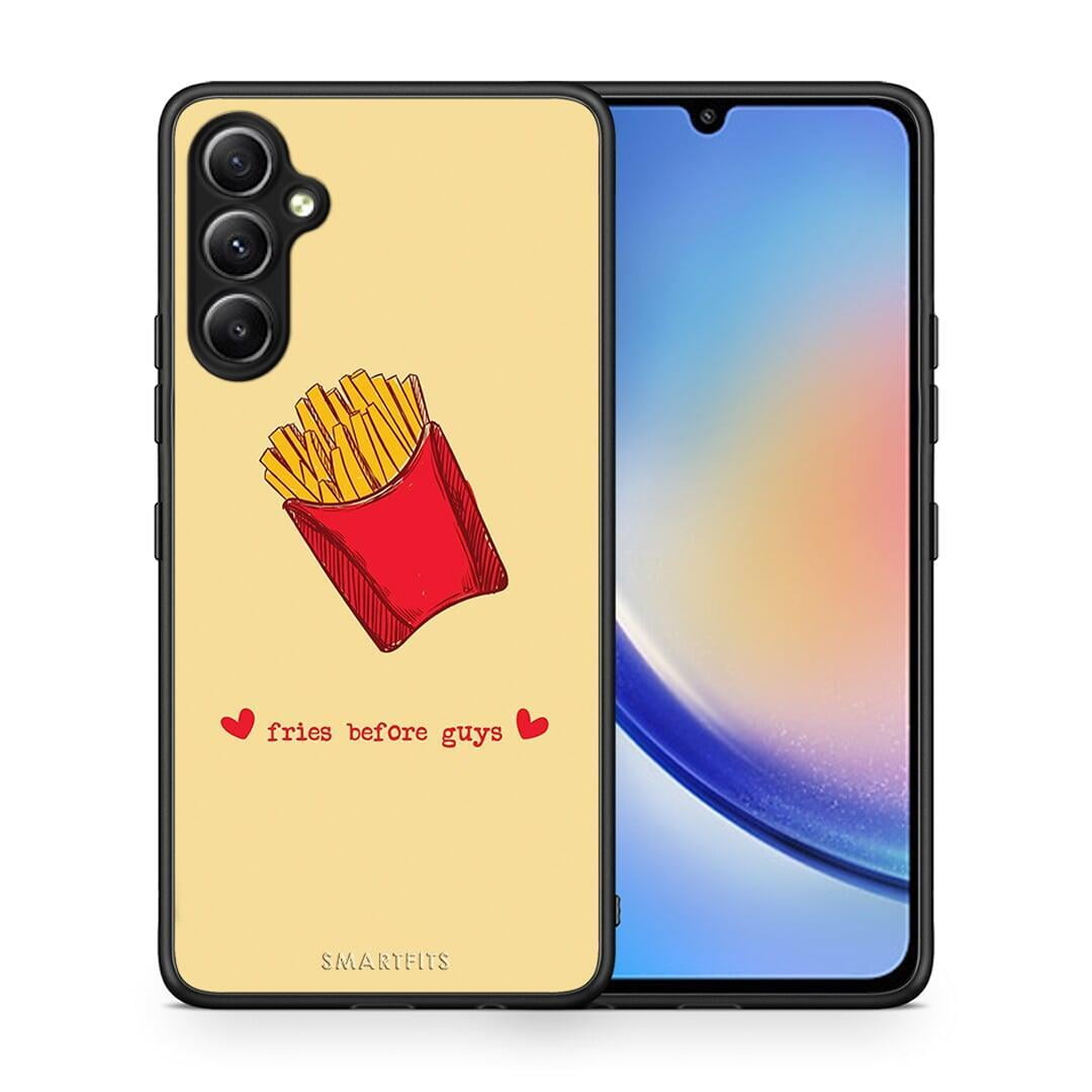 Θήκη Samsung Galaxy A34 Fries Before Guys από τη Smartfits με σχέδιο στο πίσω μέρος και μαύρο περίβλημα | Samsung Galaxy A34 Fries Before Guys Case with Colorful Back and Black Bezels