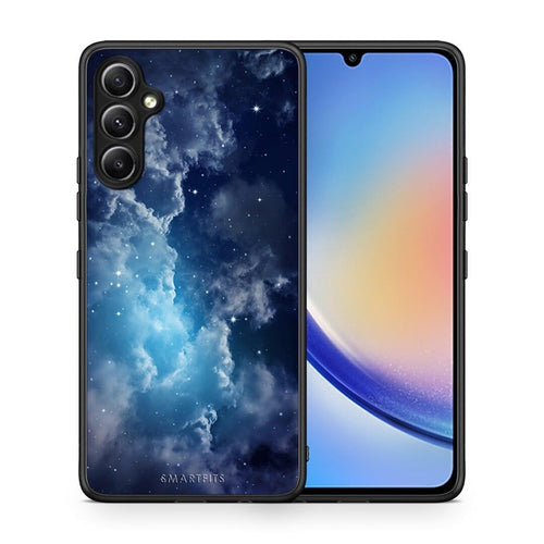Θήκη Samsung Galaxy A34 Galactic Blue Sky από τη Smartfits με σχέδιο στο πίσω μέρος και μαύρο περίβλημα | Samsung Galaxy A34 Galactic Blue Sky Case with Colorful Back and Black Bezels