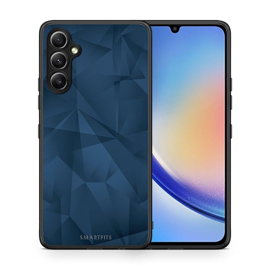 Θήκη Samsung Galaxy A34 Geometric Blue Abstract από τη Smartfits με σχέδιο στο πίσω μέρος και μαύρο περίβλημα | Samsung Galaxy A34 Geometric Blue Abstract Case with Colorful Back and Black Bezels