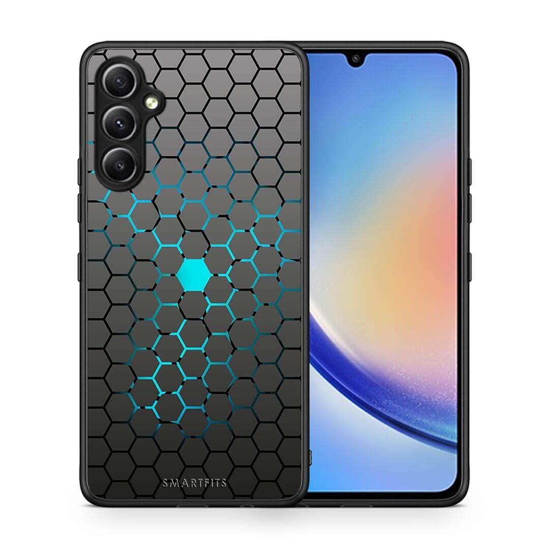 Θήκη Samsung Galaxy A34 Geometric Hexagonal από τη Smartfits με σχέδιο στο πίσω μέρος και μαύρο περίβλημα | Samsung Galaxy A34 Geometric Hexagonal Case with Colorful Back and Black Bezels