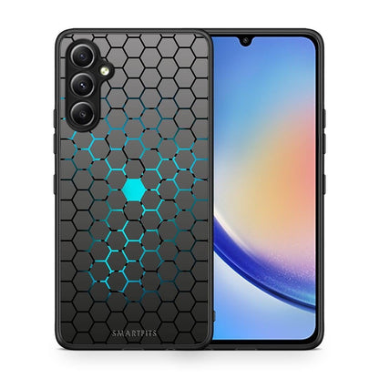 Θήκη Samsung Galaxy A34 Geometric Hexagonal από τη Smartfits με σχέδιο στο πίσω μέρος και μαύρο περίβλημα | Samsung Galaxy A34 Geometric Hexagonal Case with Colorful Back and Black Bezels
