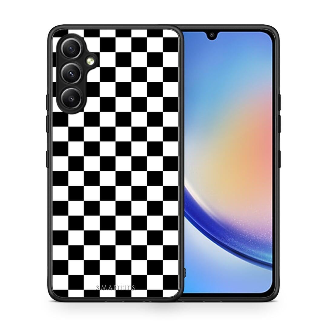 Θήκη Samsung Galaxy A34 Geometric Squares από τη Smartfits με σχέδιο στο πίσω μέρος και μαύρο περίβλημα | Samsung Galaxy A34 Geometric Squares Case with Colorful Back and Black Bezels