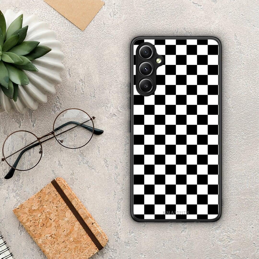 Θήκη Samsung Galaxy A34 Geometric Squares από τη Smartfits με σχέδιο στο πίσω μέρος και μαύρο περίβλημα | Samsung Galaxy A34 Geometric Squares Case with Colorful Back and Black Bezels