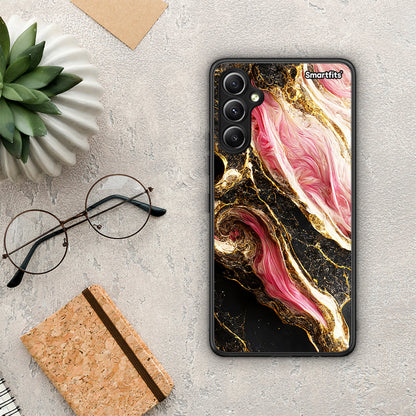Θήκη Samsung Galaxy A34 Glamorous Pink Marble από τη Smartfits με σχέδιο στο πίσω μέρος και μαύρο περίβλημα | Samsung Galaxy A34 Glamorous Pink Marble Case with Colorful Back and Black Bezels