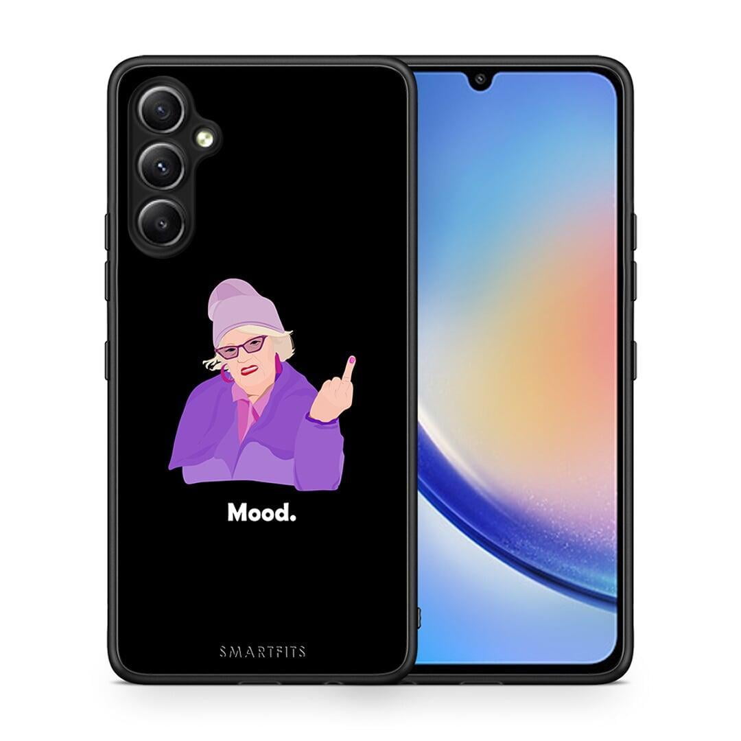 Θήκη Samsung Galaxy A34 Grandma Mood Black από τη Smartfits με σχέδιο στο πίσω μέρος και μαύρο περίβλημα | Samsung Galaxy A34 Grandma Mood Black Case with Colorful Back and Black Bezels