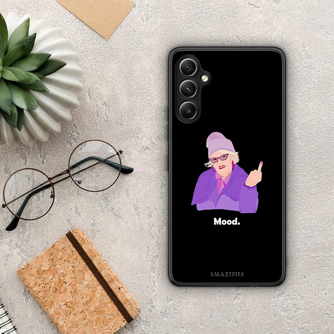 Θήκη Samsung Galaxy A34 Grandma Mood Black από τη Smartfits με σχέδιο στο πίσω μέρος και μαύρο περίβλημα | Samsung Galaxy A34 Grandma Mood Black Case with Colorful Back and Black Bezels