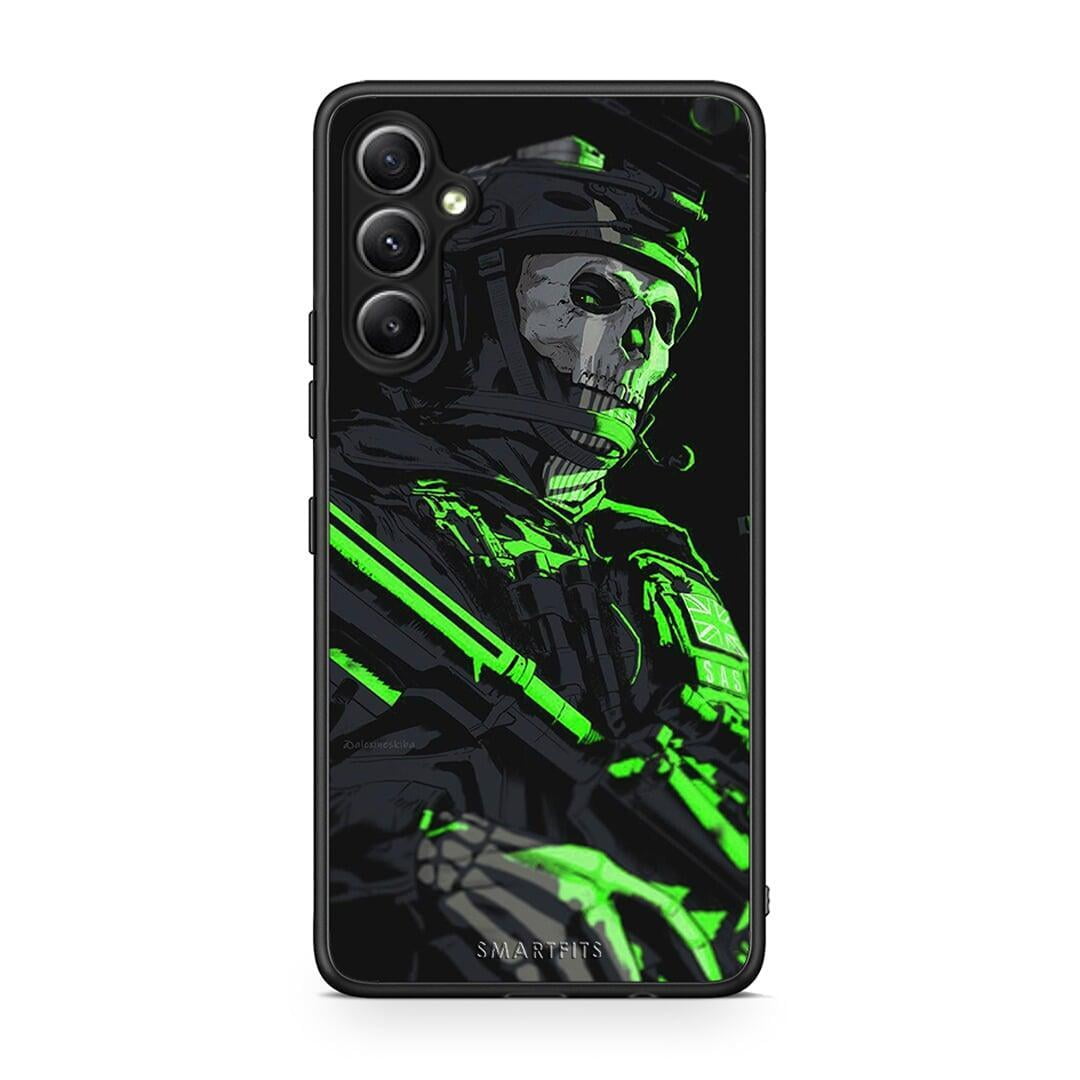 Θήκη Samsung Galaxy A34 Green Soldier από τη Smartfits με σχέδιο στο πίσω μέρος και μαύρο περίβλημα | Samsung Galaxy A34 Green Soldier Case with Colorful Back and Black Bezels