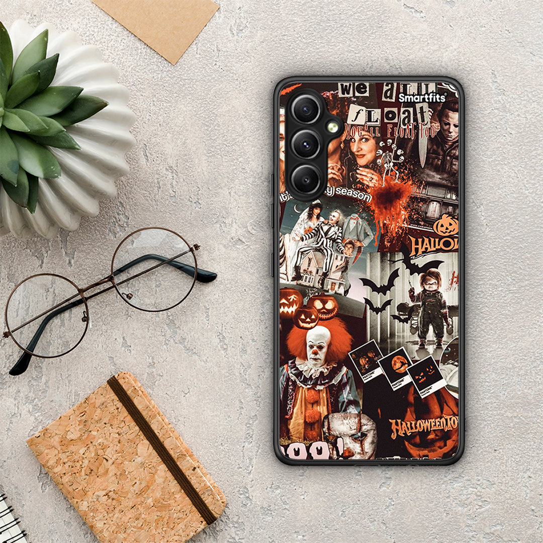 Θήκη Samsung Galaxy A34 Halloween Spooky Season από τη Smartfits με σχέδιο στο πίσω μέρος και μαύρο περίβλημα | Samsung Galaxy A34 Halloween Spooky Season Case with Colorful Back and Black Bezels