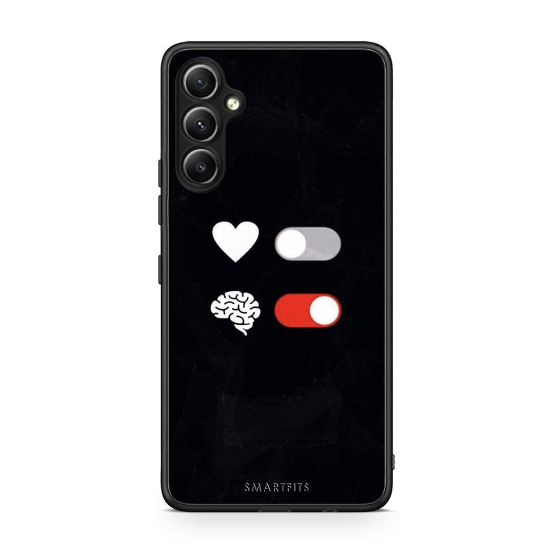 Θήκη Samsung Galaxy A34 Heart Vs Brain από τη Smartfits με σχέδιο στο πίσω μέρος και μαύρο περίβλημα | Samsung Galaxy A34 Heart Vs Brain Case with Colorful Back and Black Bezels