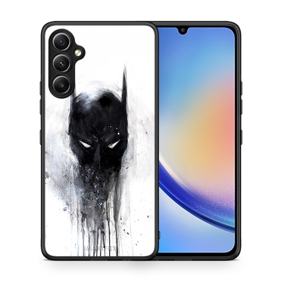 Θήκη Samsung Galaxy A34 Hero Paint Bat από τη Smartfits με σχέδιο στο πίσω μέρος και μαύρο περίβλημα | Samsung Galaxy A34 Hero Paint Bat Case with Colorful Back and Black Bezels