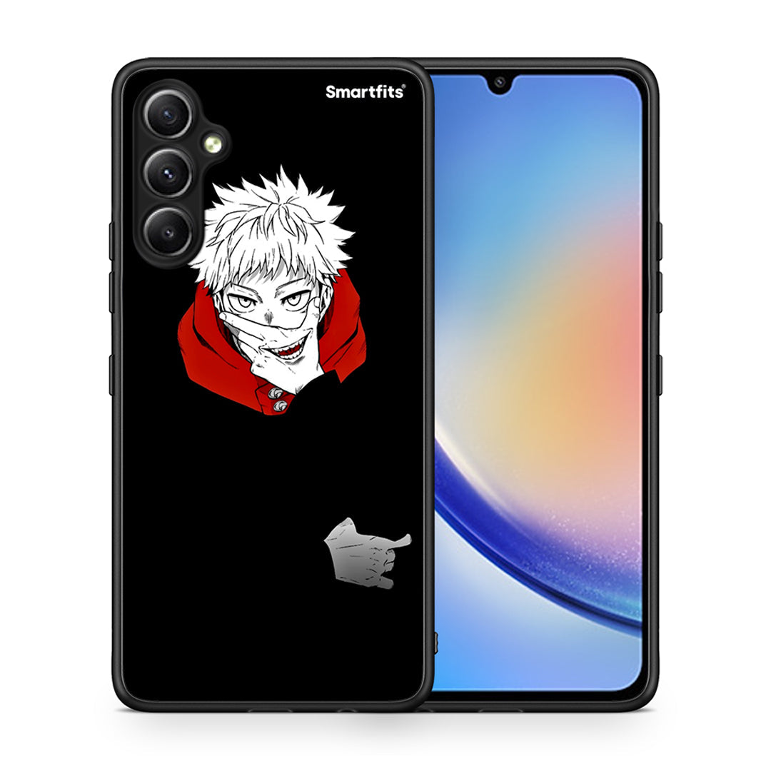 Θήκη Samsung Galaxy A34 Itadori Anime από τη Smartfits με σχέδιο στο πίσω μέρος και μαύρο περίβλημα | Samsung Galaxy A34 Itadori Anime Case with Colorful Back and Black Bezels