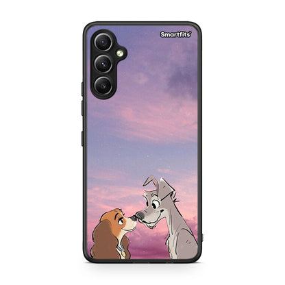 Θήκη Samsung Galaxy A34 Lady And Tramp από τη Smartfits με σχέδιο στο πίσω μέρος και μαύρο περίβλημα | Samsung Galaxy A34 Lady And Tramp Case with Colorful Back and Black Bezels