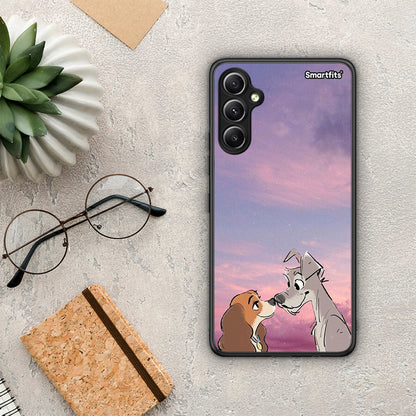 Θήκη Samsung Galaxy A34 Lady And Tramp από τη Smartfits με σχέδιο στο πίσω μέρος και μαύρο περίβλημα | Samsung Galaxy A34 Lady And Tramp Case with Colorful Back and Black Bezels