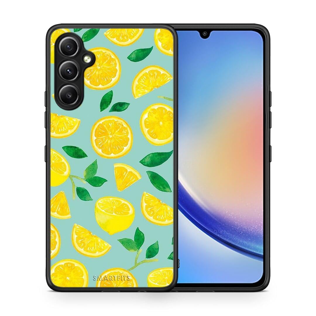 Θήκη Samsung Galaxy A34 Lemons από τη Smartfits με σχέδιο στο πίσω μέρος και μαύρο περίβλημα | Samsung Galaxy A34 Lemons Case with Colorful Back and Black Bezels