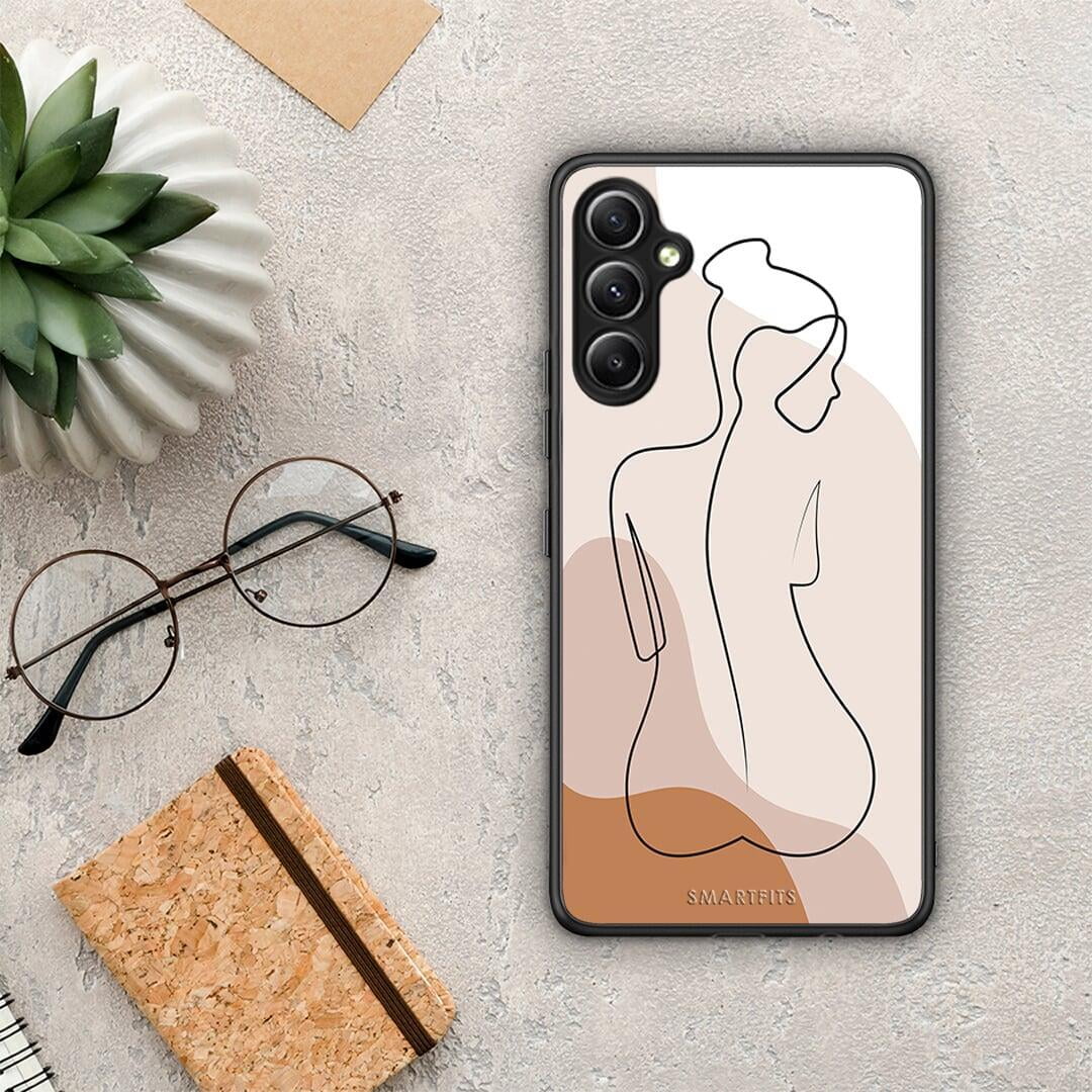 Θήκη Samsung Galaxy A34 LineArt Woman από τη Smartfits με σχέδιο στο πίσω μέρος και μαύρο περίβλημα | Samsung Galaxy A34 LineArt Woman Case with Colorful Back and Black Bezels