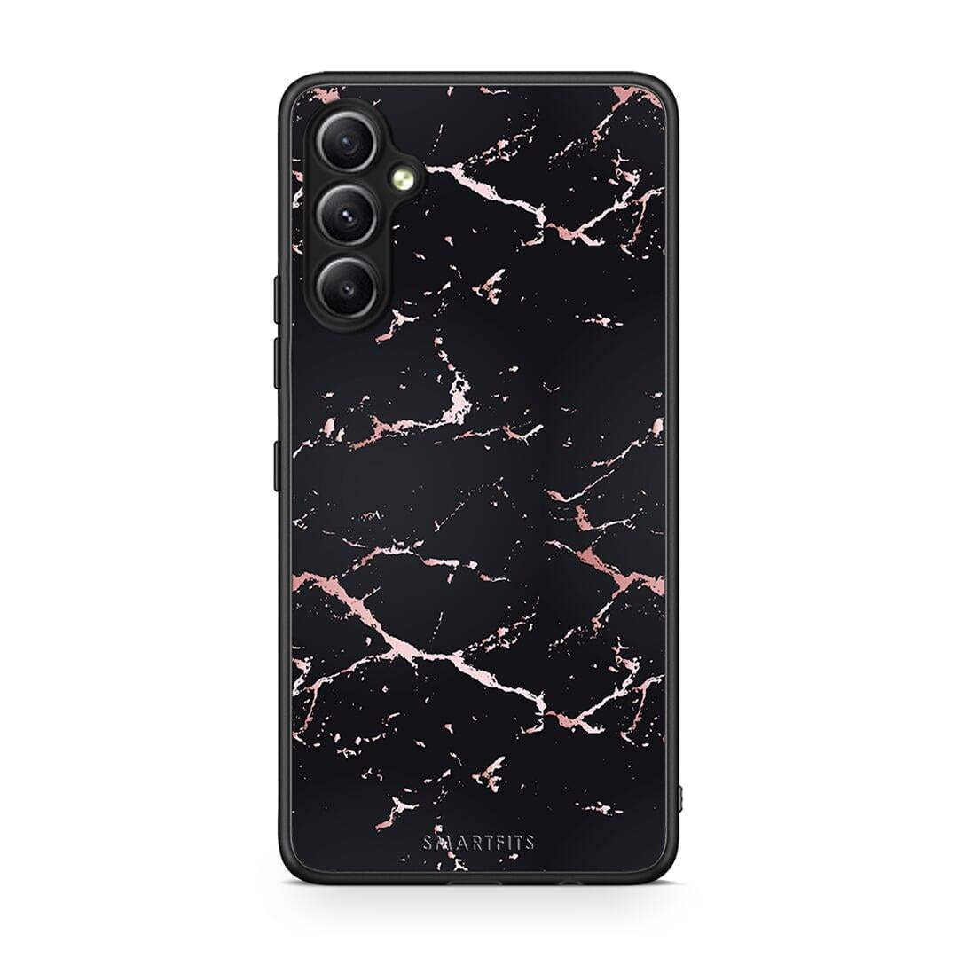 Θήκη Samsung Galaxy A34 Marble Black Rosegold από τη Smartfits με σχέδιο στο πίσω μέρος και μαύρο περίβλημα | Samsung Galaxy A34 Marble Black Rosegold Case with Colorful Back and Black Bezels