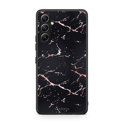Θήκη Samsung Galaxy A34 Marble Black Rosegold από τη Smartfits με σχέδιο στο πίσω μέρος και μαύρο περίβλημα | Samsung Galaxy A34 Marble Black Rosegold Case with Colorful Back and Black Bezels