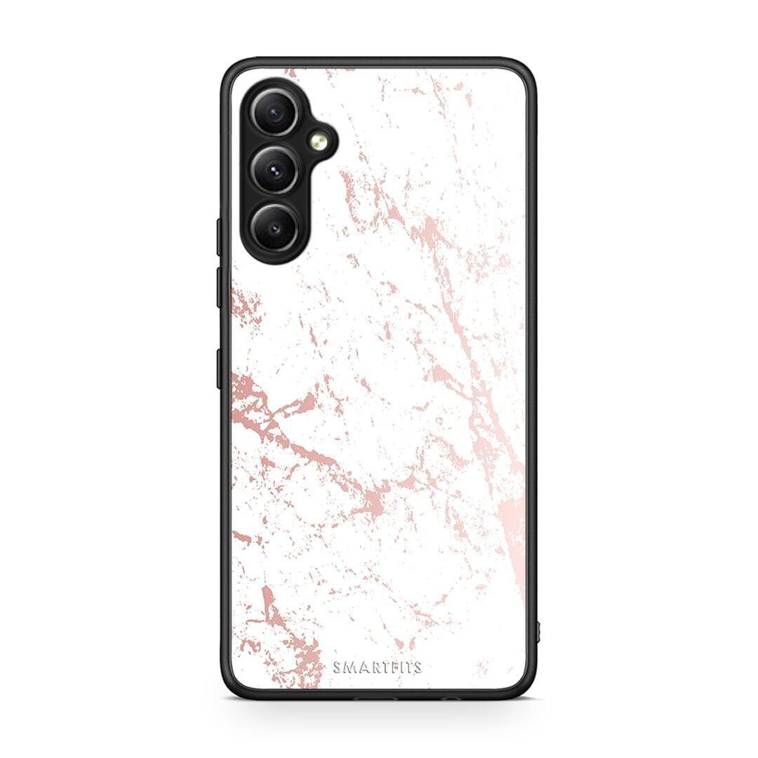 Θήκη Samsung Galaxy A34 Marble Pink Splash από τη Smartfits με σχέδιο στο πίσω μέρος και μαύρο περίβλημα | Samsung Galaxy A34 Marble Pink Splash Case with Colorful Back and Black Bezels