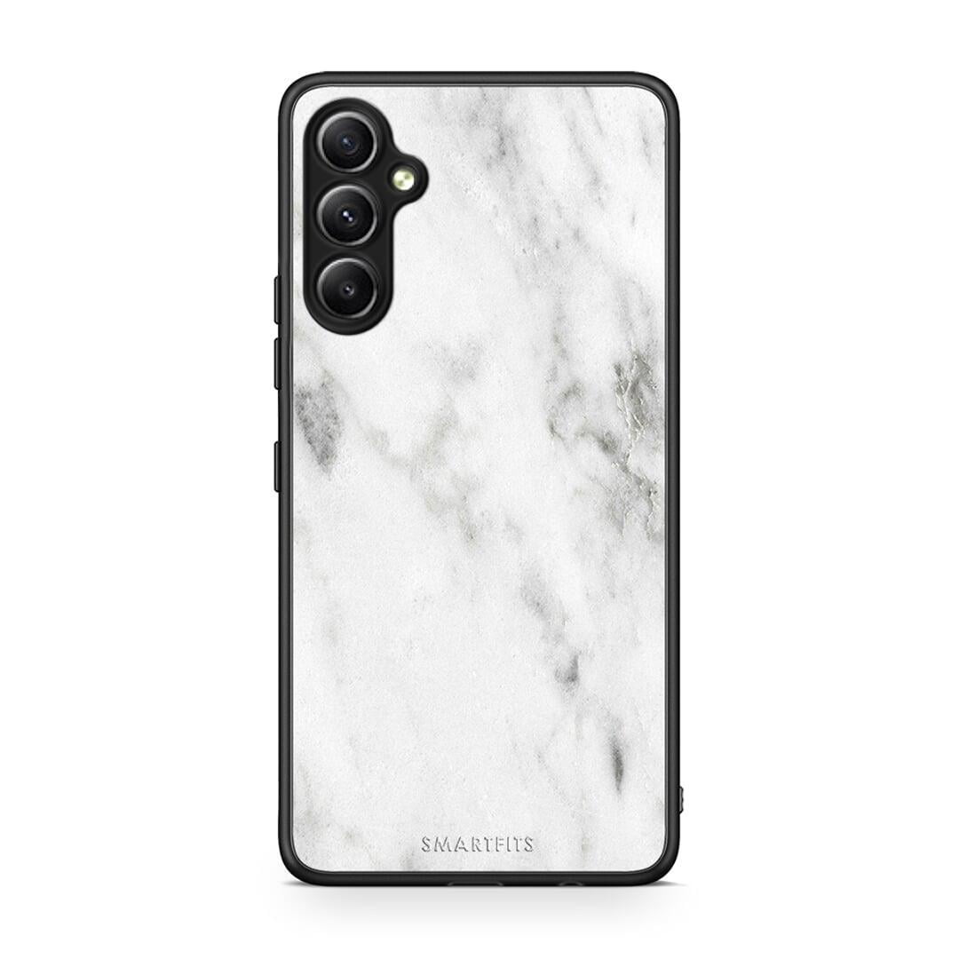 Θήκη Samsung Galaxy A34 Marble White από τη Smartfits με σχέδιο στο πίσω μέρος και μαύρο περίβλημα | Samsung Galaxy A34 Marble White Case with Colorful Back and Black Bezels