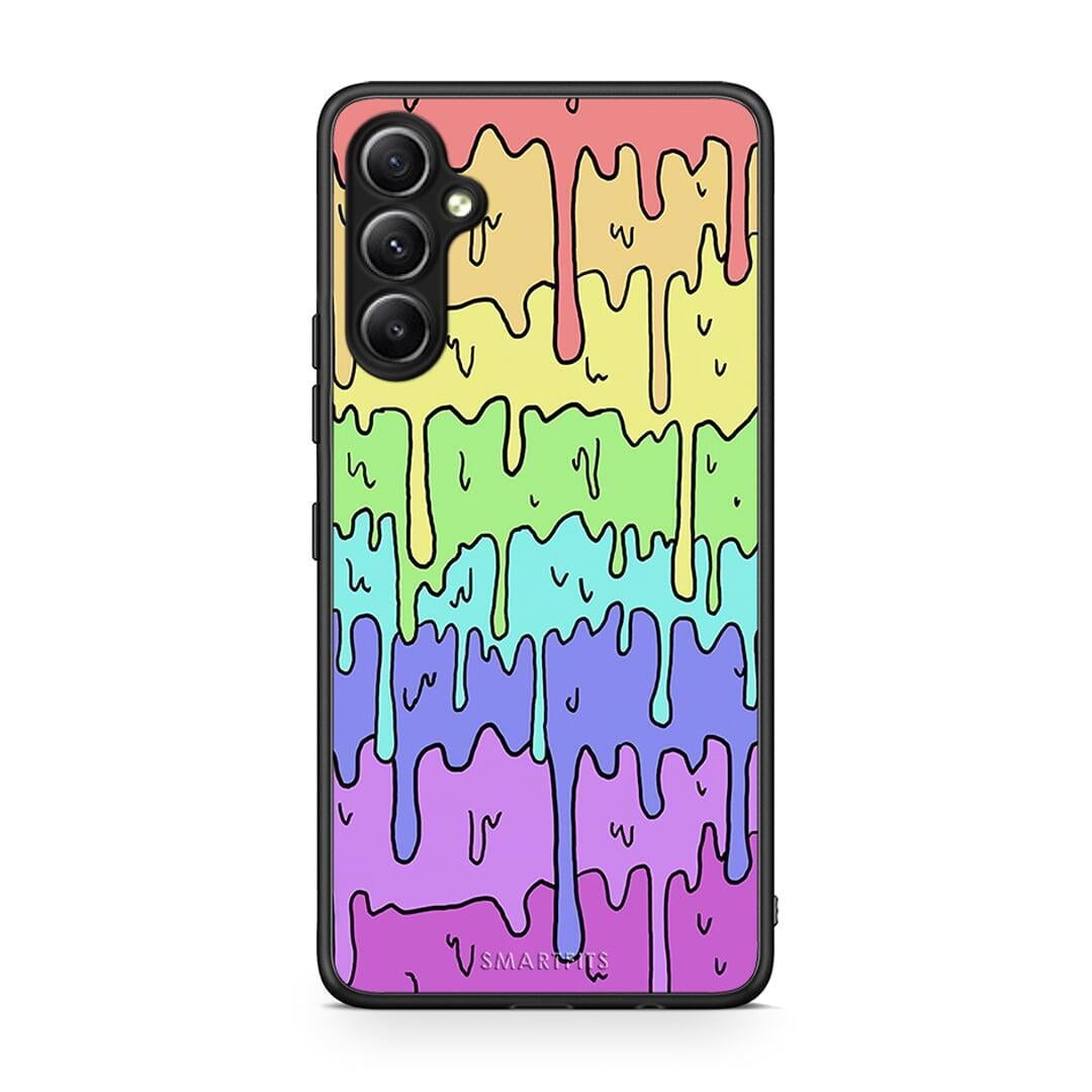 Θήκη Samsung Galaxy A34 Melting Rainbow από τη Smartfits με σχέδιο στο πίσω μέρος και μαύρο περίβλημα | Samsung Galaxy A34 Melting Rainbow Case with Colorful Back and Black Bezels