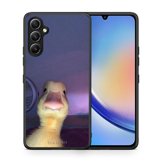 Θήκη Samsung Galaxy A34 Meme Duck από τη Smartfits με σχέδιο στο πίσω μέρος και μαύρο περίβλημα | Samsung Galaxy A34 Meme Duck Case with Colorful Back and Black Bezels