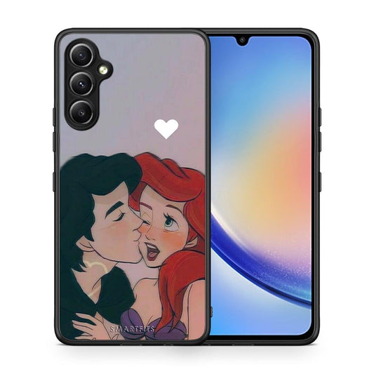 Θήκη Samsung Galaxy A34 Mermaid Couple από τη Smartfits με σχέδιο στο πίσω μέρος και μαύρο περίβλημα | Samsung Galaxy A34 Mermaid Couple Case with Colorful Back and Black Bezels