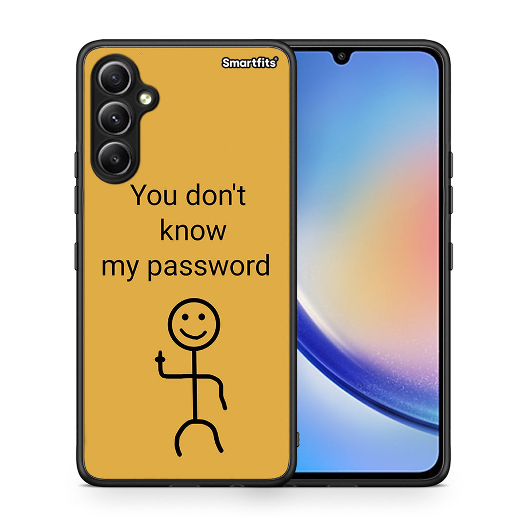 Θήκη Samsung Galaxy A34 My Password από τη Smartfits με σχέδιο στο πίσω μέρος και μαύρο περίβλημα | Samsung Galaxy A34 My Password Case with Colorful Back and Black Bezels