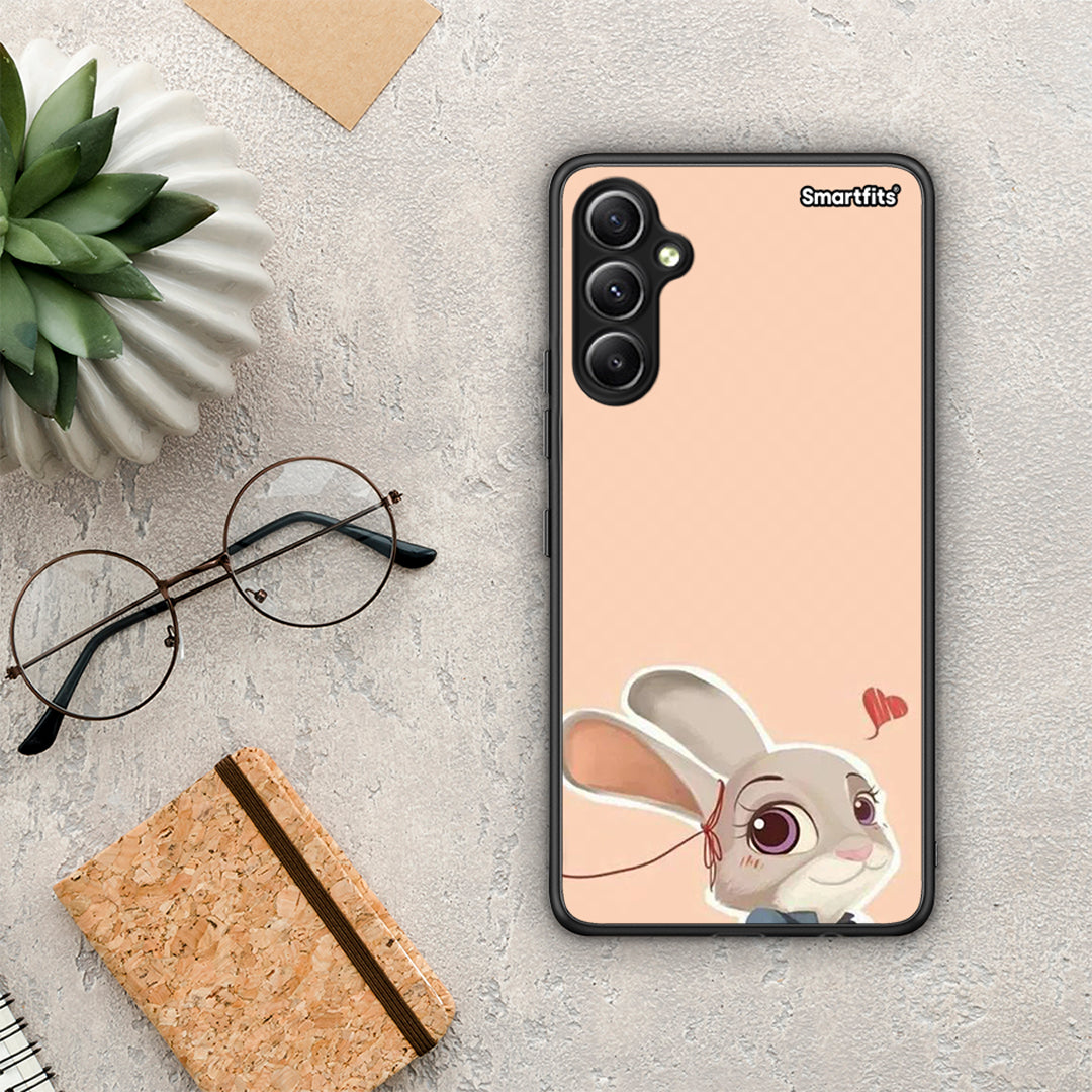 Θήκη Samsung Galaxy A34 Nick Wilde And Judy Hopps Love 2 από τη Smartfits με σχέδιο στο πίσω μέρος και μαύρο περίβλημα | Samsung Galaxy A34 Nick Wilde And Judy Hopps Love 2 Case with Colorful Back and Black Bezels