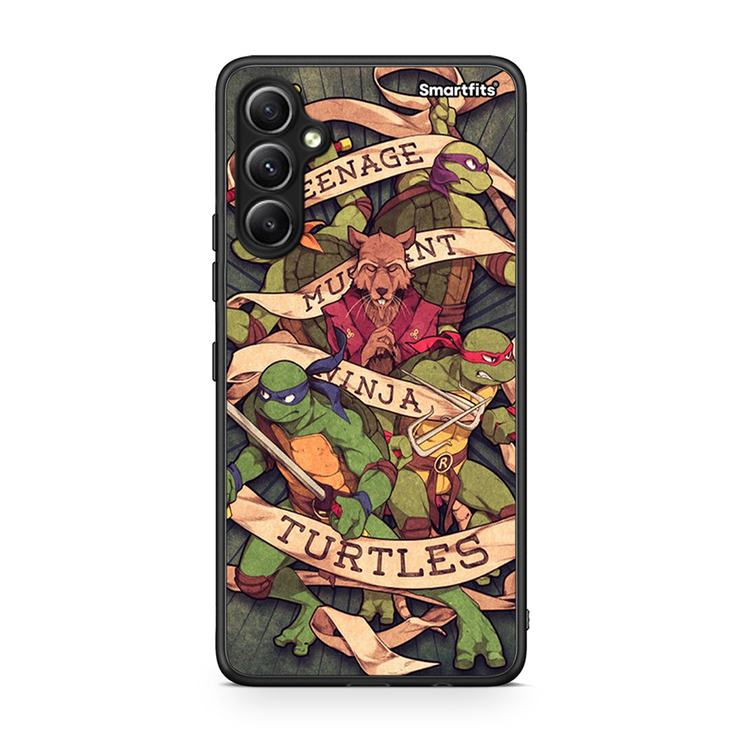 Θήκη Samsung Galaxy A34 Ninja Turtles από τη Smartfits με σχέδιο στο πίσω μέρος και μαύρο περίβλημα | Samsung Galaxy A34 Ninja Turtles Case with Colorful Back and Black Bezels