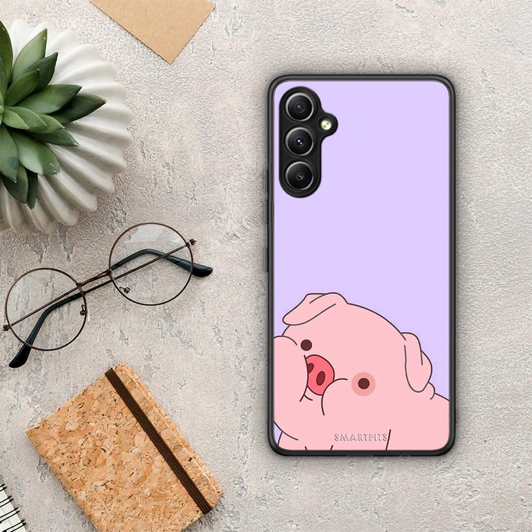 Θήκη Samsung Galaxy A34 Pig Love 2 από τη Smartfits με σχέδιο στο πίσω μέρος και μαύρο περίβλημα | Samsung Galaxy A34 Pig Love 2 Case with Colorful Back and Black Bezels