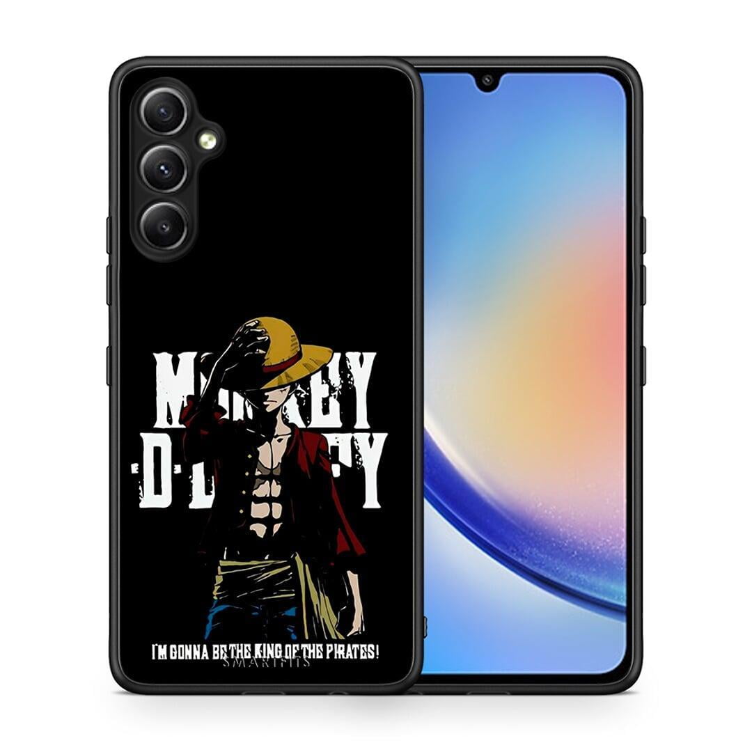 Θήκη Samsung Galaxy A34 Pirate King από τη Smartfits με σχέδιο στο πίσω μέρος και μαύρο περίβλημα | Samsung Galaxy A34 Pirate King Case with Colorful Back and Black Bezels