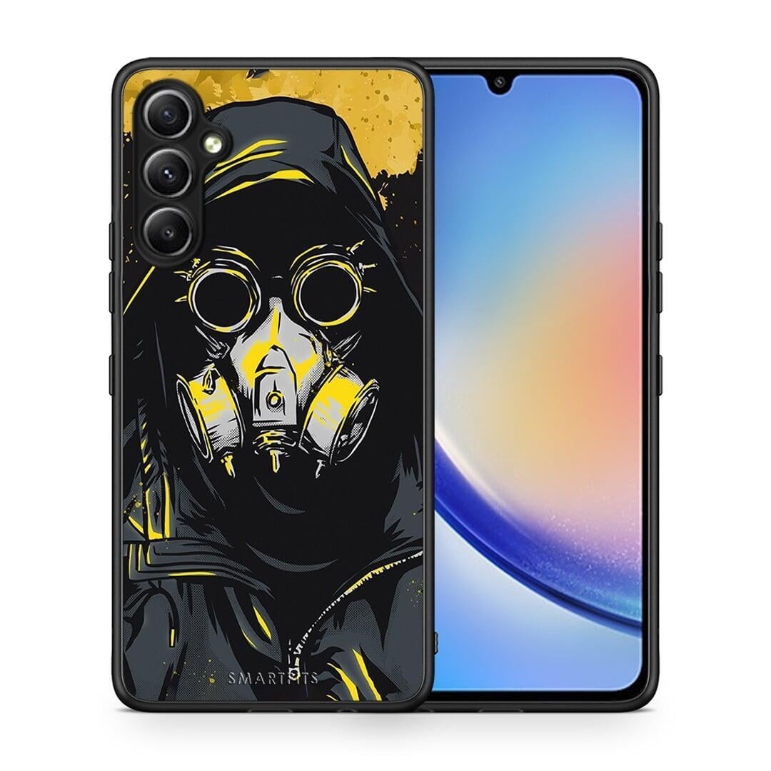 Θήκη Samsung Galaxy A34 PopArt Mask από τη Smartfits με σχέδιο στο πίσω μέρος και μαύρο περίβλημα | Samsung Galaxy A34 PopArt Mask Case with Colorful Back and Black Bezels