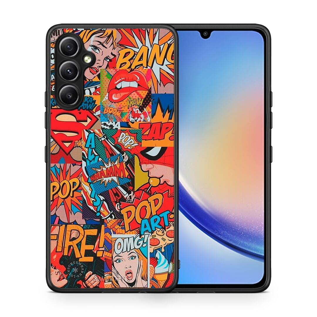 Θήκη Samsung Galaxy A34 PopArt OMG από τη Smartfits με σχέδιο στο πίσω μέρος και μαύρο περίβλημα | Samsung Galaxy A34 PopArt OMG Case with Colorful Back and Black Bezels