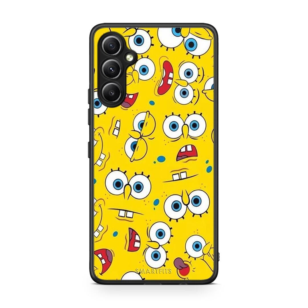 Θήκη Samsung Galaxy A34 PopArt Sponge από τη Smartfits με σχέδιο στο πίσω μέρος και μαύρο περίβλημα | Samsung Galaxy A34 PopArt Sponge Case with Colorful Back and Black Bezels