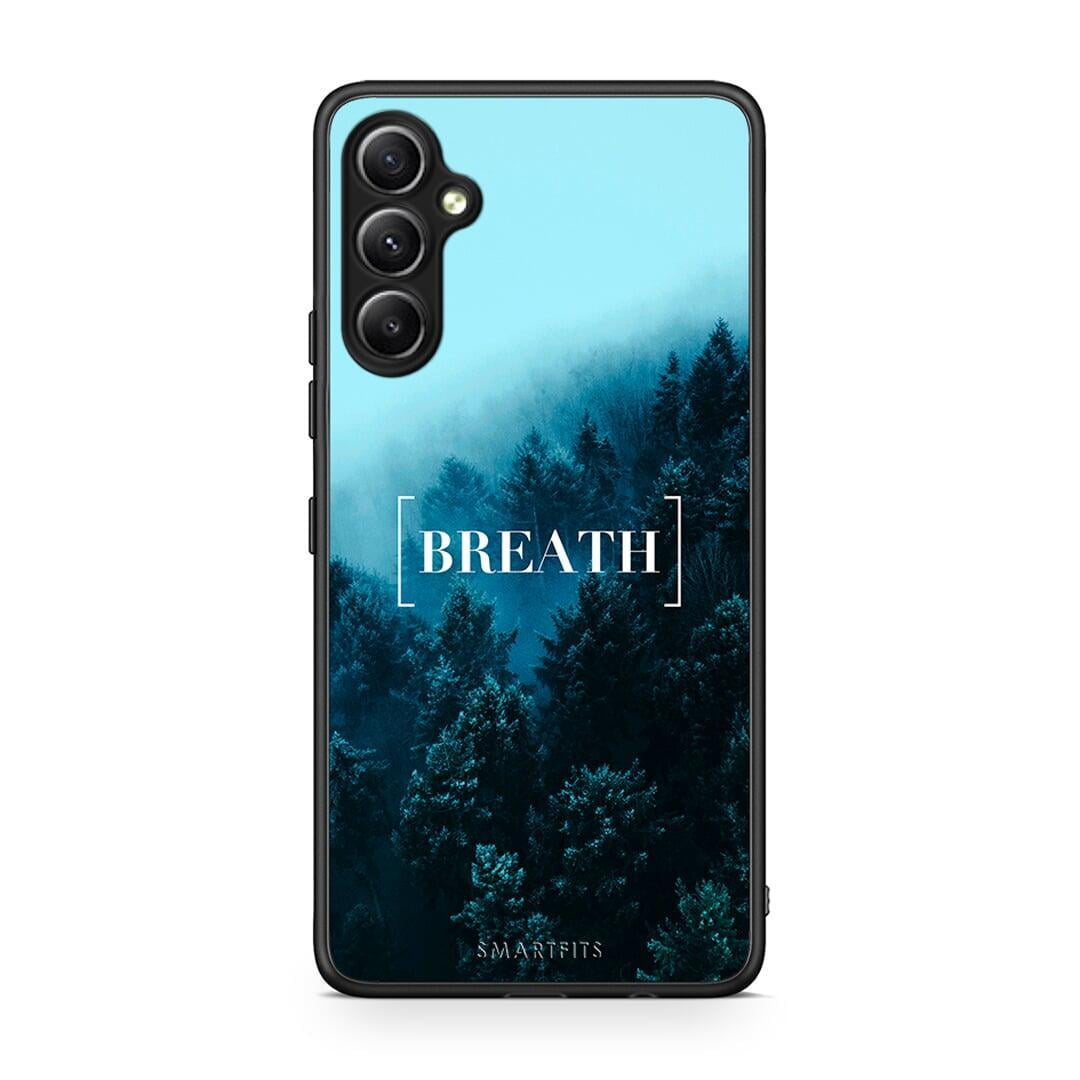 Θήκη Samsung Galaxy A34 Quote Breath από τη Smartfits με σχέδιο στο πίσω μέρος και μαύρο περίβλημα | Samsung Galaxy A34 Quote Breath Case with Colorful Back and Black Bezels