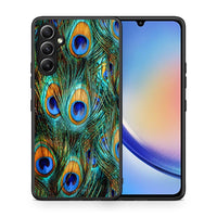 Thumbnail for Θήκη Samsung Galaxy A34 Real Peacock Feathers από τη Smartfits με σχέδιο στο πίσω μέρος και μαύρο περίβλημα | Samsung Galaxy A34 Real Peacock Feathers Case with Colorful Back and Black Bezels