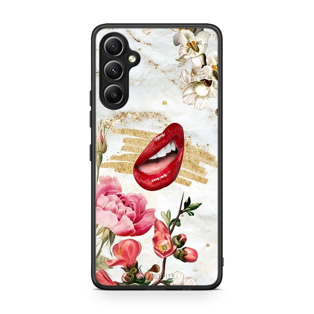 Θήκη Samsung Galaxy A34 Red Lips από τη Smartfits με σχέδιο στο πίσω μέρος και μαύρο περίβλημα | Samsung Galaxy A34 Red Lips Case with Colorful Back and Black Bezels