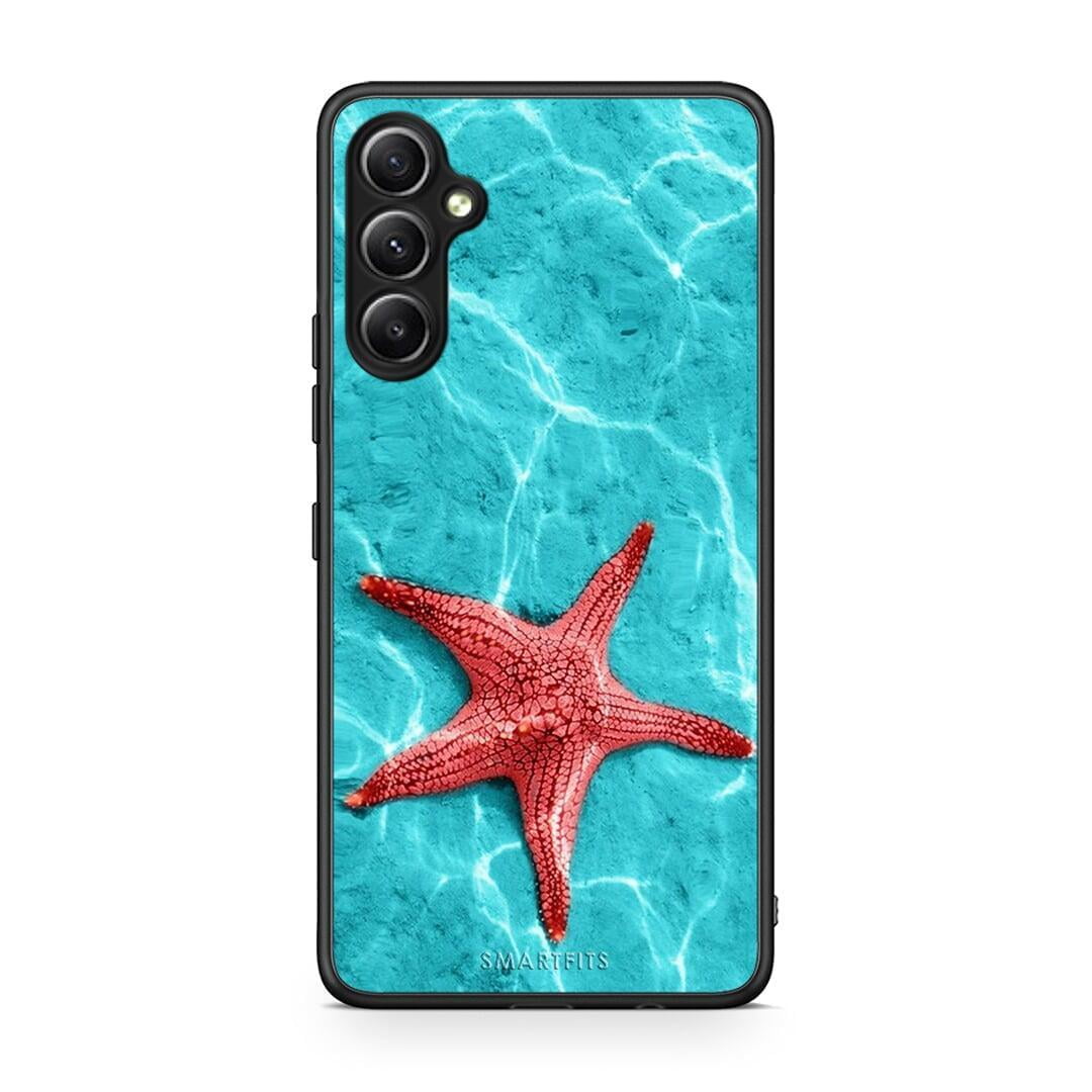 Θήκη Samsung Galaxy A34 Red Starfish από τη Smartfits με σχέδιο στο πίσω μέρος και μαύρο περίβλημα | Samsung Galaxy A34 Red Starfish Case with Colorful Back and Black Bezels