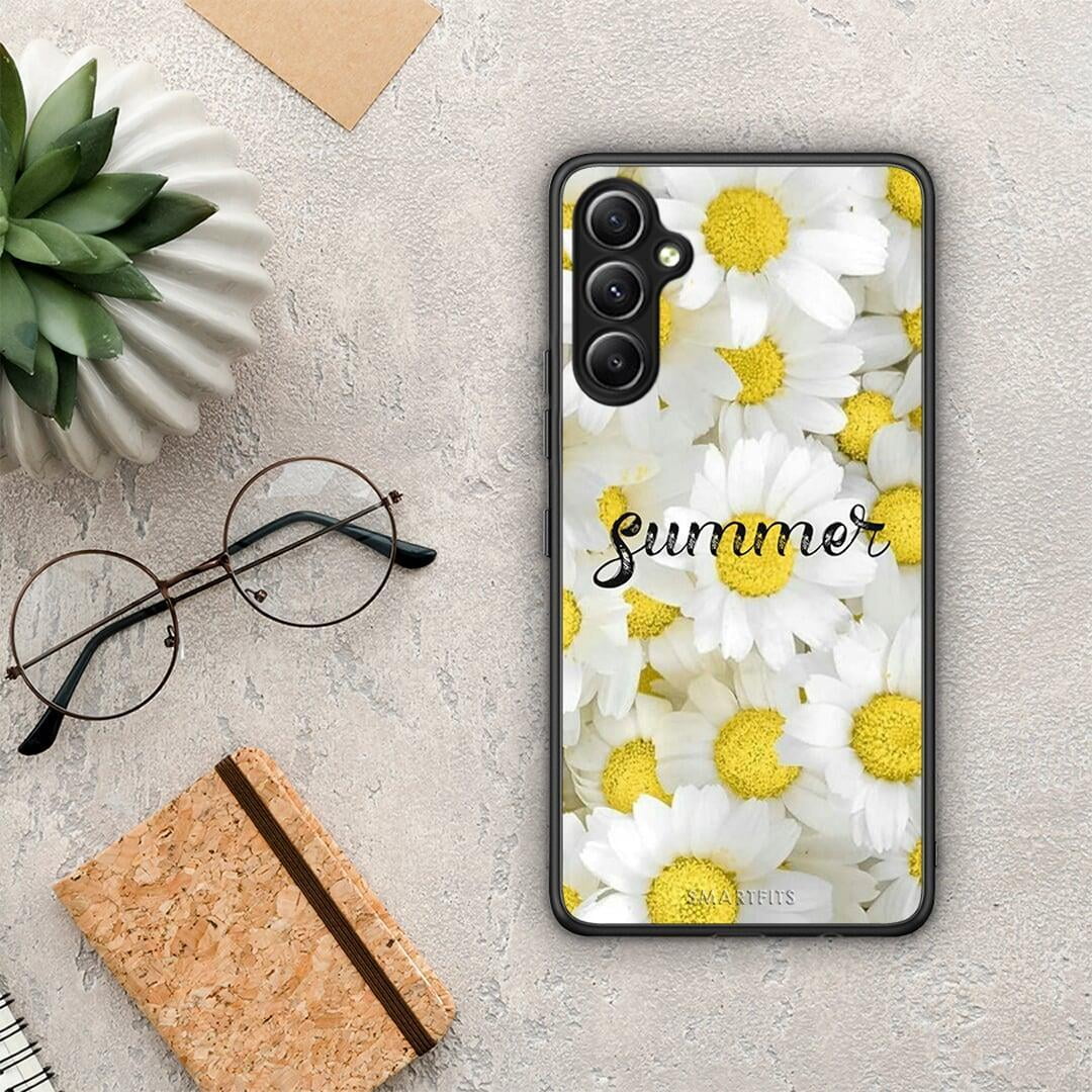 Θήκη Samsung Galaxy A34 Summer Daisies από τη Smartfits με σχέδιο στο πίσω μέρος και μαύρο περίβλημα | Samsung Galaxy A34 Summer Daisies Case with Colorful Back and Black Bezels