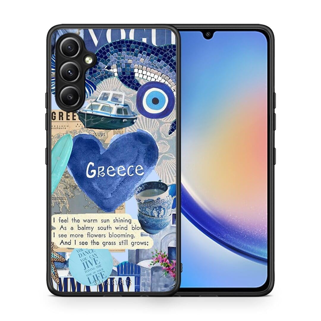 Θήκη Samsung Galaxy A34 Summer In Greece από τη Smartfits με σχέδιο στο πίσω μέρος και μαύρο περίβλημα | Samsung Galaxy A34 Summer In Greece Case with Colorful Back and Black Bezels