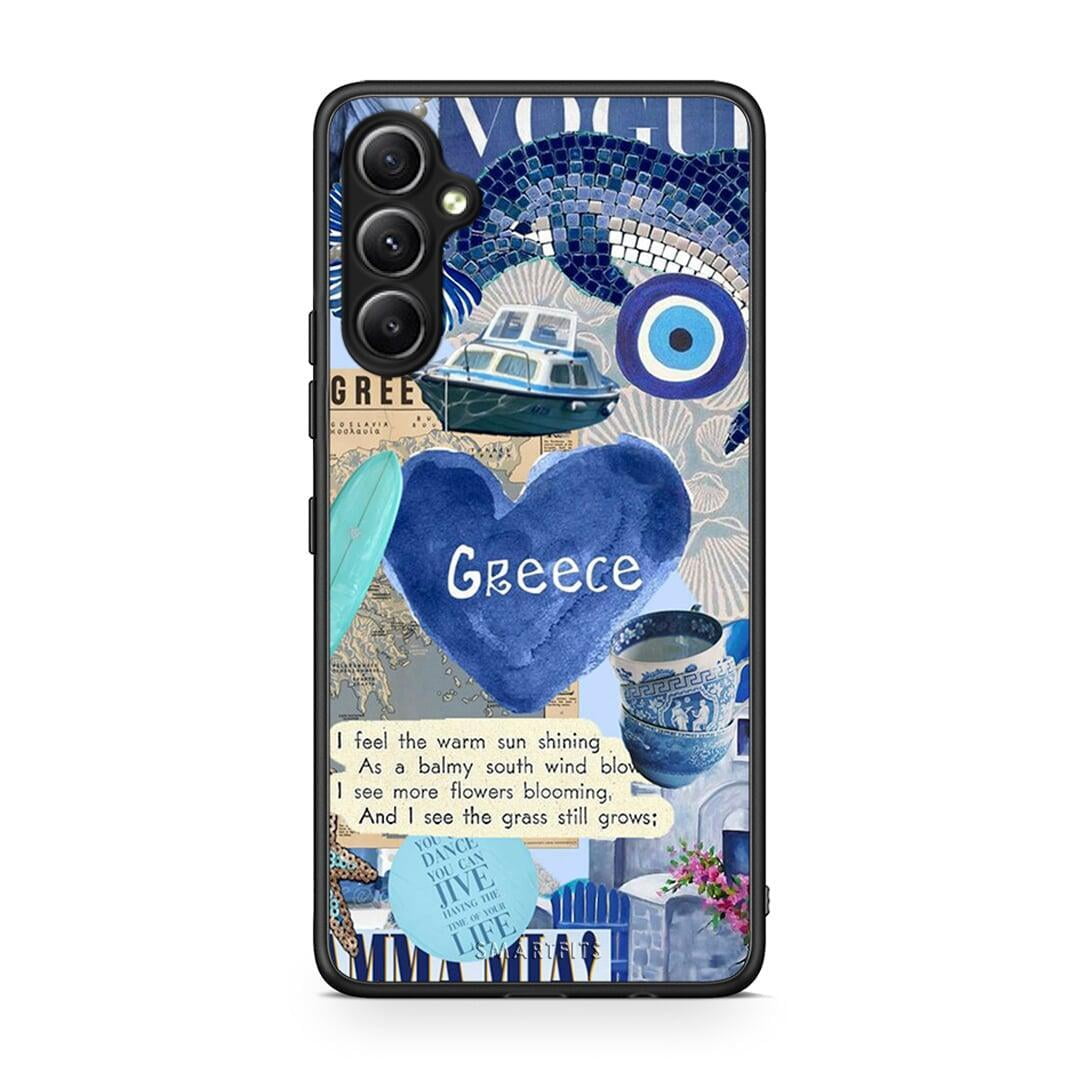 Θήκη Samsung Galaxy A34 Summer In Greece από τη Smartfits με σχέδιο στο πίσω μέρος και μαύρο περίβλημα | Samsung Galaxy A34 Summer In Greece Case with Colorful Back and Black Bezels