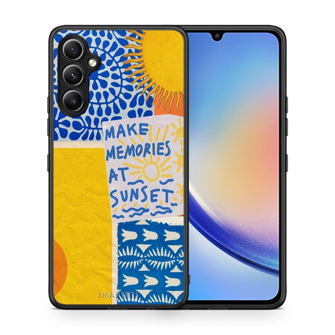 Θήκη Samsung Galaxy A34 Sunset Memories από τη Smartfits με σχέδιο στο πίσω μέρος και μαύρο περίβλημα | Samsung Galaxy A34 Sunset Memories Case with Colorful Back and Black Bezels