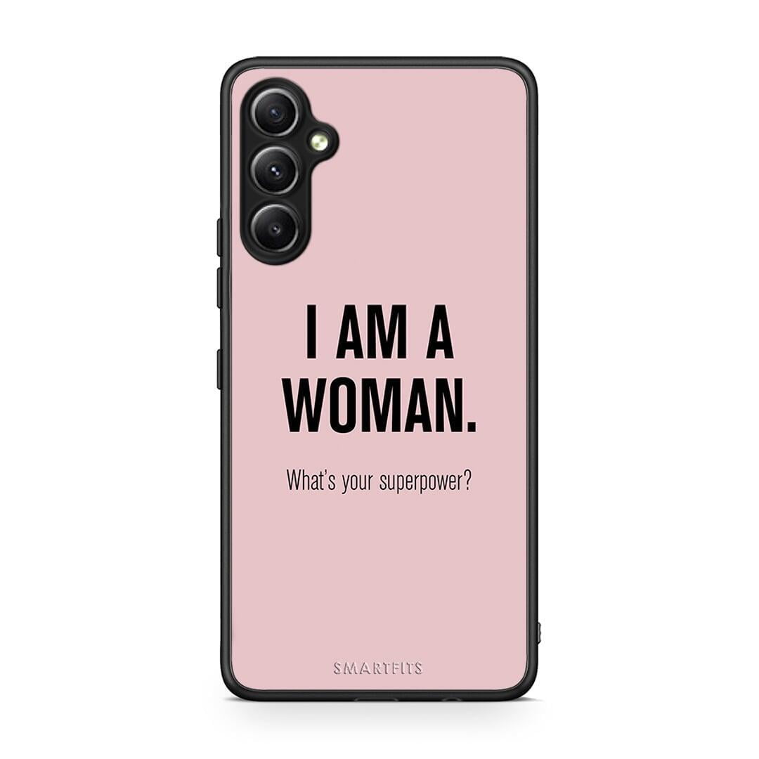 Θήκη Samsung Galaxy A34 Superpower Woman από τη Smartfits με σχέδιο στο πίσω μέρος και μαύρο περίβλημα | Samsung Galaxy A34 Superpower Woman Case with Colorful Back and Black Bezels