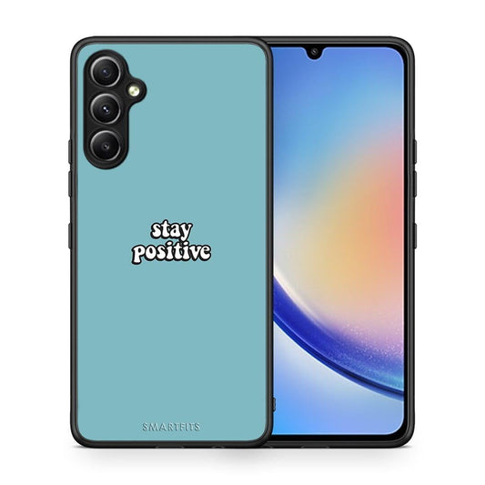 Θήκη Samsung Galaxy A34 Text Positive από τη Smartfits με σχέδιο στο πίσω μέρος και μαύρο περίβλημα | Samsung Galaxy A34 Text Positive Case with Colorful Back and Black Bezels